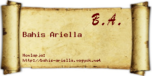 Bahis Ariella névjegykártya